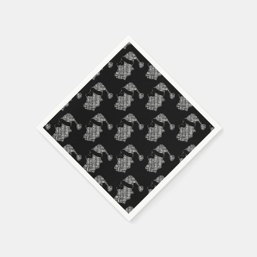 Elegant Black en White Santa Typografie Kerstmis Servet (Hoek)