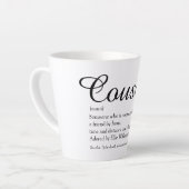 Elegant Black en White Script Cousin Definitie Latte Mok (Linkerhoek)