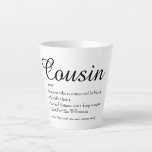 Elegant Black en White Script Cousin Definitie Latte Mok