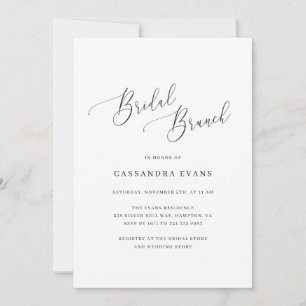 Elegant Black en White Simple Bridal Brunch Kaart