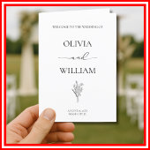 Elegant Black en White Simple Modern Wedding Programma