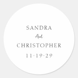 Elegant Black en White Simple Modern Wedding Ronde Sticker