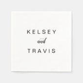 Elegant Black en White Simple Modern Wedding Servet (Voorkant)