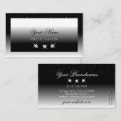 Elegant Black en White Sparkle Diamonds Stijlvol Visitekaartje (Voorkant / Achterkant)