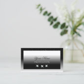 Elegant Black en White Sparkle Diamonds Stijlvol Visitekaartje (Staand voorkant)