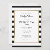 Elegant Black en White Stripe Baby shower Kaart (Voorkant)