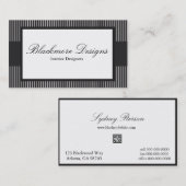 Elegant Black en White Stripe Visitekaartje (Voorkant / Achterkant)