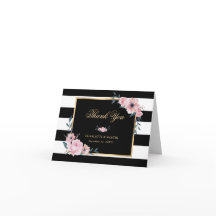 Elegant Black en White Striped Pink Floral