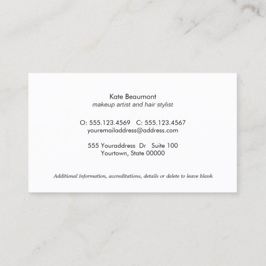 Elegant Black en White Striped Pink Plaque Beauty Visitekaartje (Achterkant)