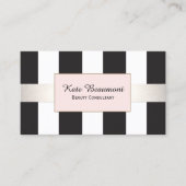 Elegant Black en White Striped Pink Plaque Beauty Visitekaartje (Voorkant)