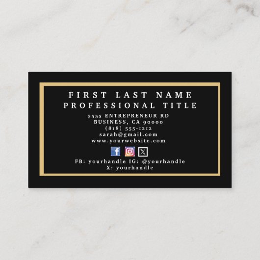 Elegant Black en White Striped Visitekaartje (Achterkant)