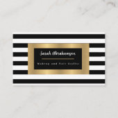 Elegant Black en White Striped Visitekaartje (Voorkant)