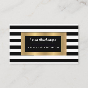 Elegant Black en White Striped Visitekaartje