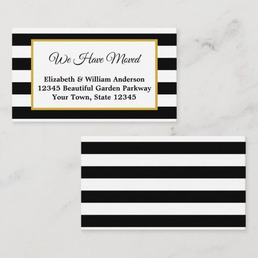 Elegant Black en White Striped We hebben ons verpl Informatiekaartje (Voorkant / Achterkant)