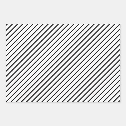 Elegant Black en White Stripes Pattern Inpakpapier Vel (Voorkant 3)