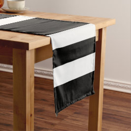 Elegant Black en White Stripes Pattern Korte Tafelloper
