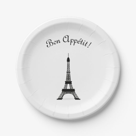 Elegant Black en White Style Eiffel Tower Papieren Bordje (Voorkant)