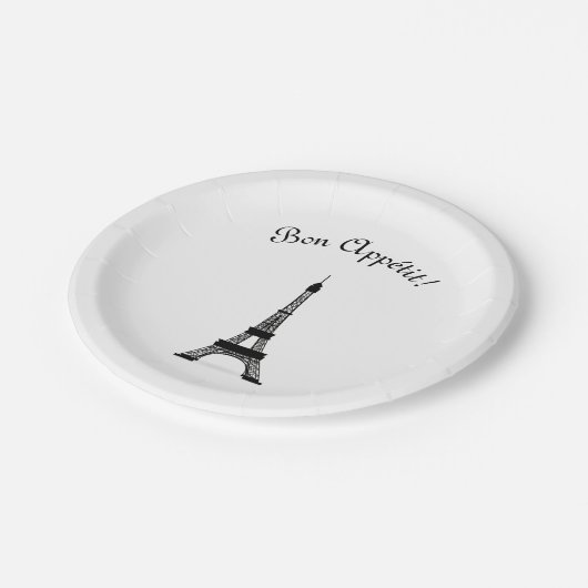 Elegant Black en White Style Eiffel Tower Papieren Bordje (Gekanteld)