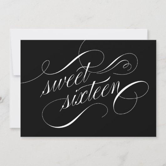 Elegant Black en White Sweet 16 Invitations Kaart (Voorkant)