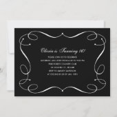 Elegant Black en White Sweet 16 Invitations Kaart (Achterkant)