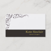 Elegant Black en White Swirls Interior Designer Visitekaartje (Voorkant)