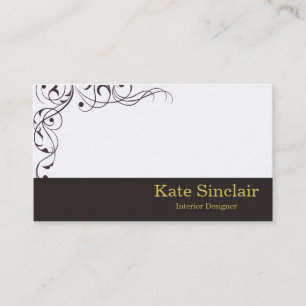 Elegant Black en White Swirls Interior Designer Visitekaartje