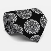 Elegant Black en White Tile Stropdas (Opgerold)
