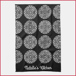 Elegant Black en White Tile Theedoek