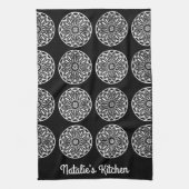 Elegant Black en White Tile Theedoek (Verticaal)