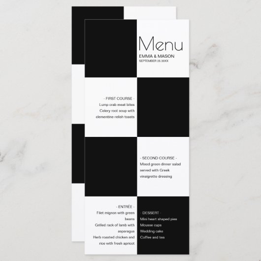 Elegant Black en White Tiles Menu (Voorkant / Achterkant)