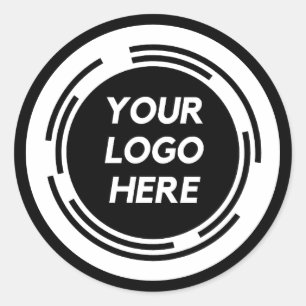 Elegant Black en White Uw Logo hier Ronde Sticker