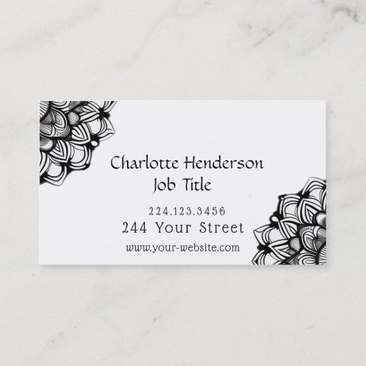 Elegant Black en White Visitekaartje (Achterkant)