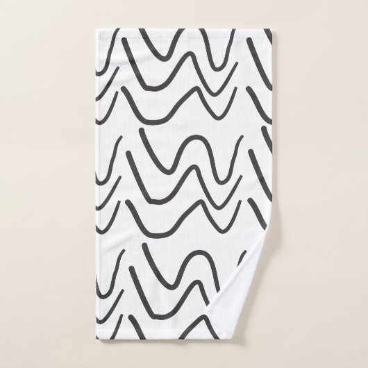 Elegant Black en White Wavy Stripe Pattern Bad Handdoek (Handdoek)