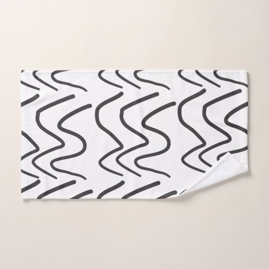 Elegant Black en White Wavy Stripe Pattern Bad Handdoek (Handdoek)