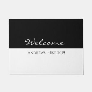 Elegant Black en White Welcome Doormat Deurmat