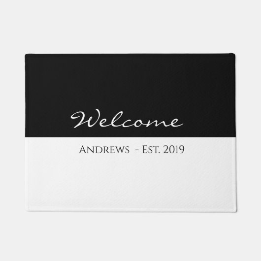 Elegant Black en White Welcome Doormat Deurmat (Voorkant)