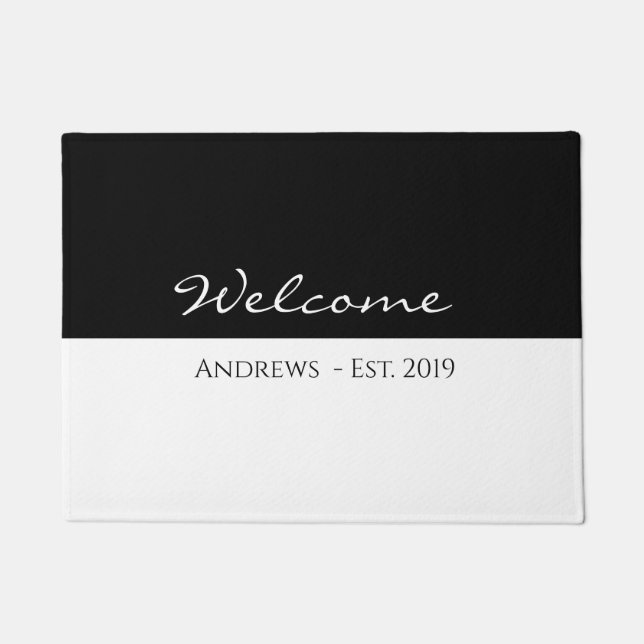 Elegant Black en White Welcome Doormat Deurmat (Voorkant)