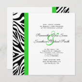 Elegant Black en White Zebra Lime Green Wedding Kaart (Voorkant / Achterkant)
