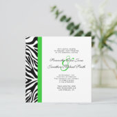Elegant Black en White Zebra Lime Green Wedding Kaart (Staand voorkant)