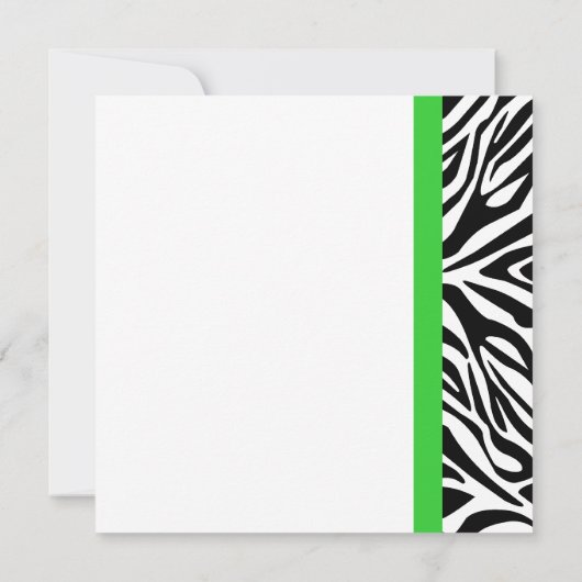 Elegant Black en White Zebra Lime Green Wedding Kaart (Achterkant)