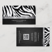 Elegant Black en White Zebra Visitekaartje (Voorkant / Achterkant)