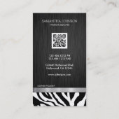 Elegant Black en White Zebra Visitekaartje (Achterkant)