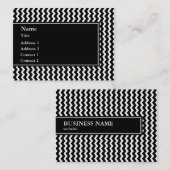 Elegant Black en White Zigzag Pattern Visitekaartje (Voorkant / Achterkant)
