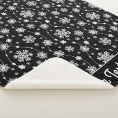 Elegant Black en Winter White Snowflake Pattern Sherpa Deken (3/4)