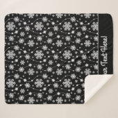 Elegant Black en Winter White Snowflake Pattern Sherpa Deken (Voorkant (horizontaal))