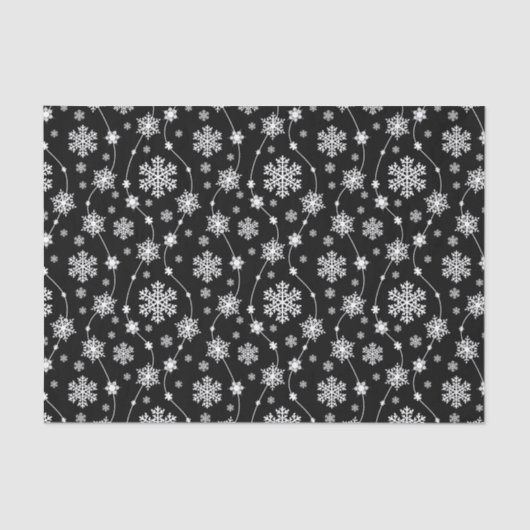 Elegant Black en Winter White Snowflake Pattern Tissuepapier (Voorkant)