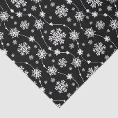 Elegant Black en Winter White Snowflake Pattern Tissuepapier (Detail)