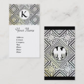 ELEGANT BLACK EN WITTE DAMASKMONOGRAM VISITEKAARTJE (Voorkant / Achterkant)