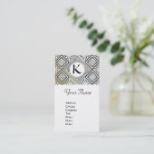 ELEGANT BLACK EN WITTE DAMASKMONOGRAM VISITEKAARTJE (Staand voorkant)