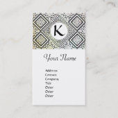 ELEGANT BLACK EN WITTE DAMASKMONOGRAM VISITEKAARTJE (Voorkant)
